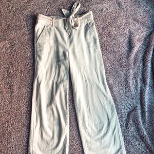 White linen work pants
